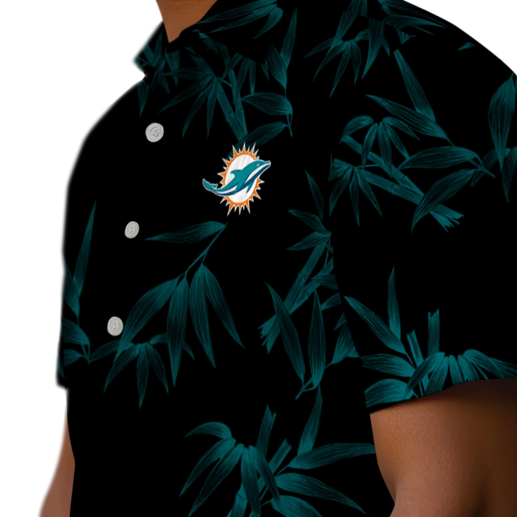 Miami Dolphins Hawaiian Shirt - Bamboo Branches miami dolphins bamboo branches aqua black hawaiian shirts trendy