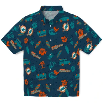 miami dolphins beach vibe navy hawaiian shirts best selling