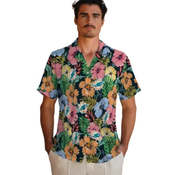miami dolphins brilliant hibiscus garden hawaiian shirts fashion forward