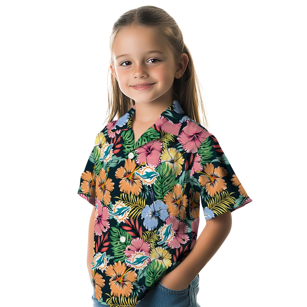 Miami Dolphins Hawaiian Shirt - Brilliant Hibiscus Garden miami dolphins brilliant hibiscus garden hawaiian shirts premium grade