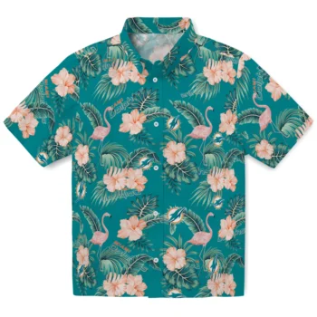 miami dolphins flamingo palms aqua hawaiian shirts best selling