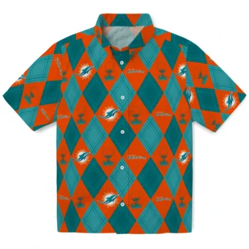 miami dolphins balloon plaid aqua hawaiian shirts best selling