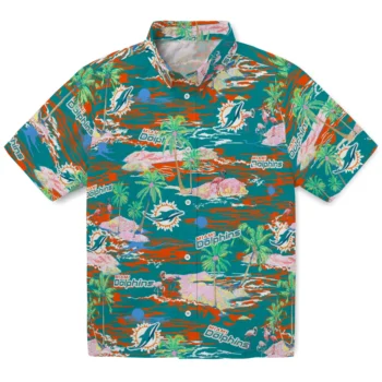 miami dolphins flamingo retreat aqua hawaiian shirts best selling