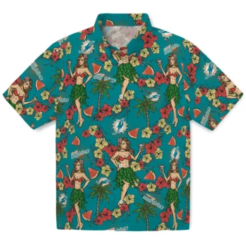miami dolphins hawaiian girls design aqua hawaiian shirts best selling