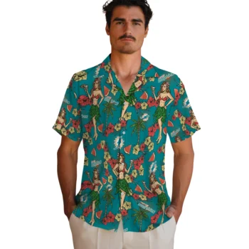 miami dolphins hawaiian girls design aqua hawaiian shirts fashion forward