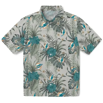 miami dolphins hibiscus designs beige hawaiian shirts best selling