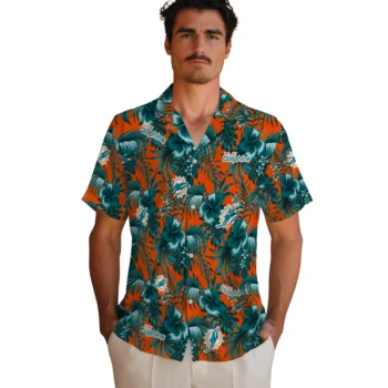 miami dolphins hibiscus exotic aqua hawaiian shirts fashion forward