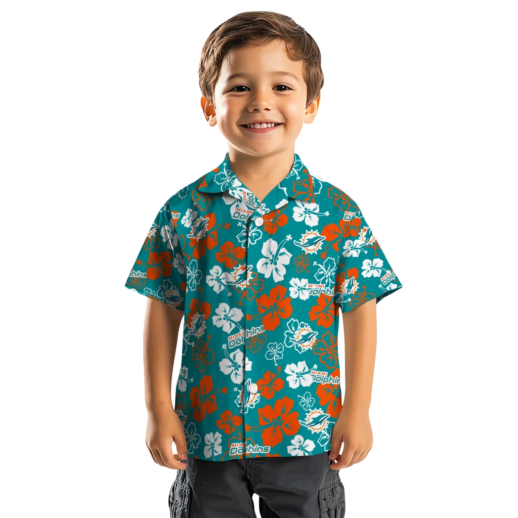 Miami Dolphins Hawaiian Shirt - Hibiscus Flower Design miami dolphins hibiscus bloom aqua hawaiian shirts top rated