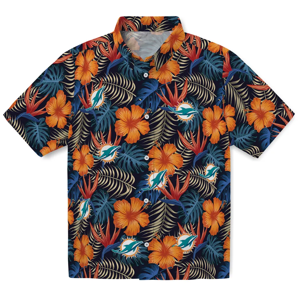 Miami Dolphins Hawaiian Shirt - Hibiscus Foliage miami dolphins hibiscus foliage hawaiian shirts best selling