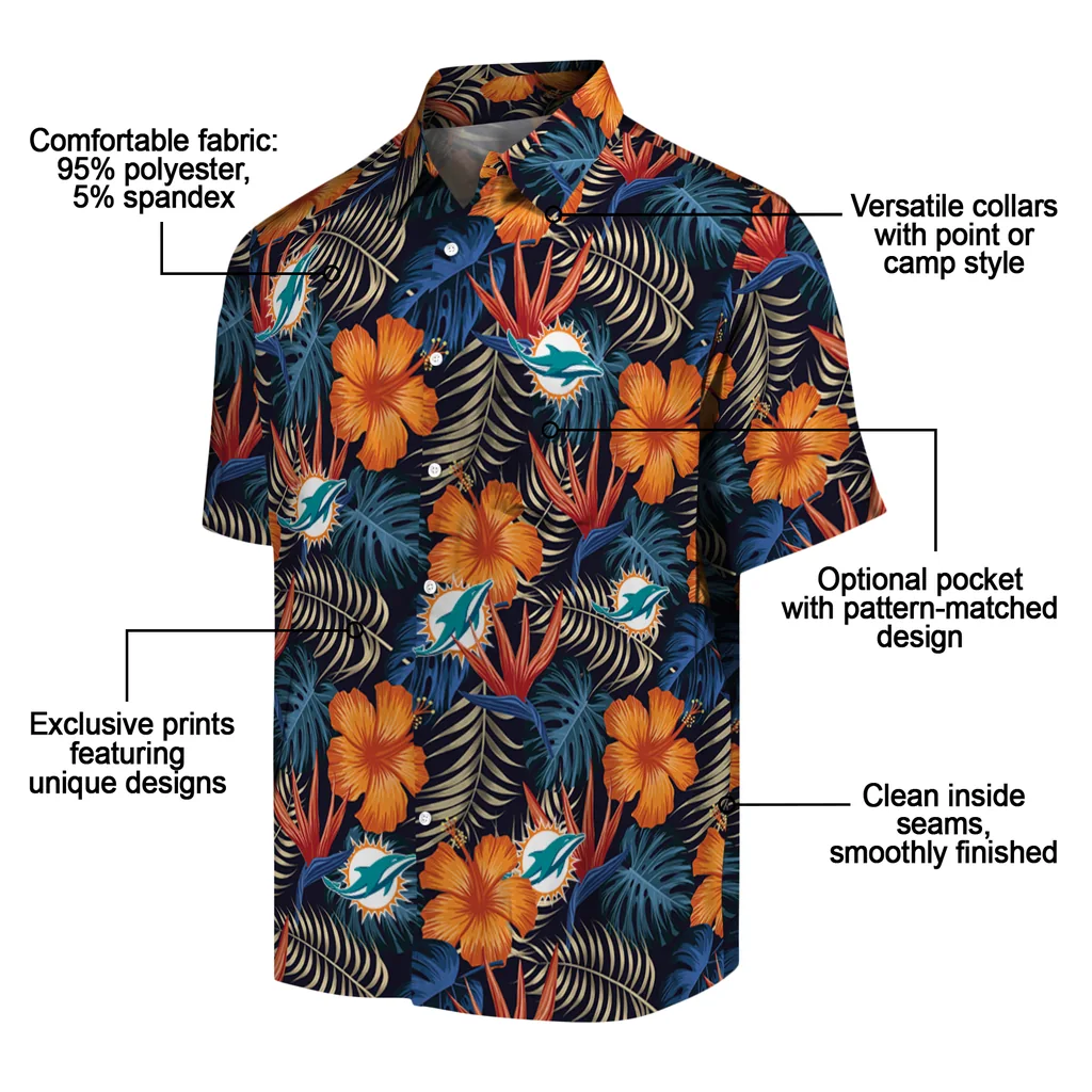 Miami Dolphins Hawaiian Shirt - Hibiscus Foliage miami dolphins hibiscus foliage hawaiian shirts new arrival