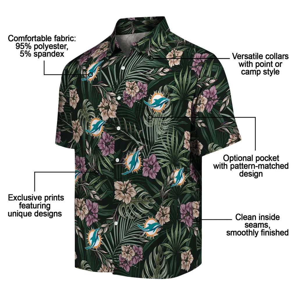 Miami Dolphins Hawaiian Shirt - Hibiscus Leaves Pattern miami dolphins hibiscus leaves pattern green hawaiian shirts new arrival