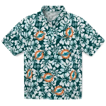 miami dolphins hibiscus motif aqua white hawaiian shirts best selling