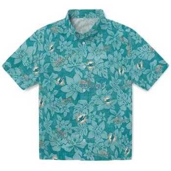 miami dolphins hibiscus oasis aqua hawaiian shirts best selling