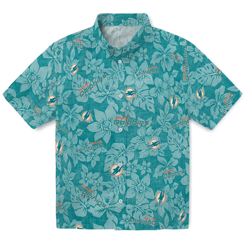 Miami Dolphins Hawaiian Shirt - Hibiscus Oasis miami dolphins hibiscus oasis aqua hawaiian shirts best selling