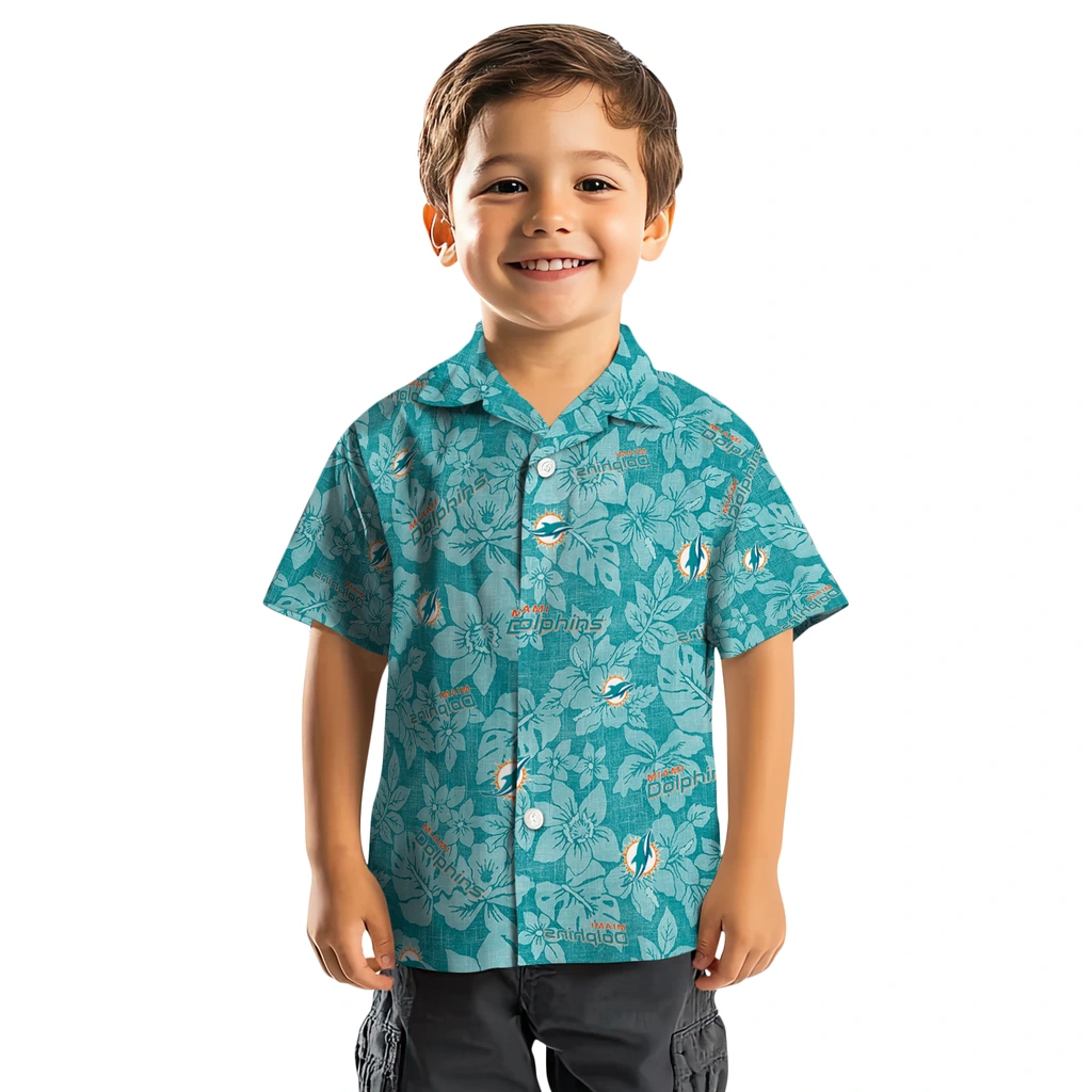 Miami Dolphins Hawaiian Shirt - Hibiscus Oasis miami dolphins hibiscus oasis aqua hawaiian shirts top rated