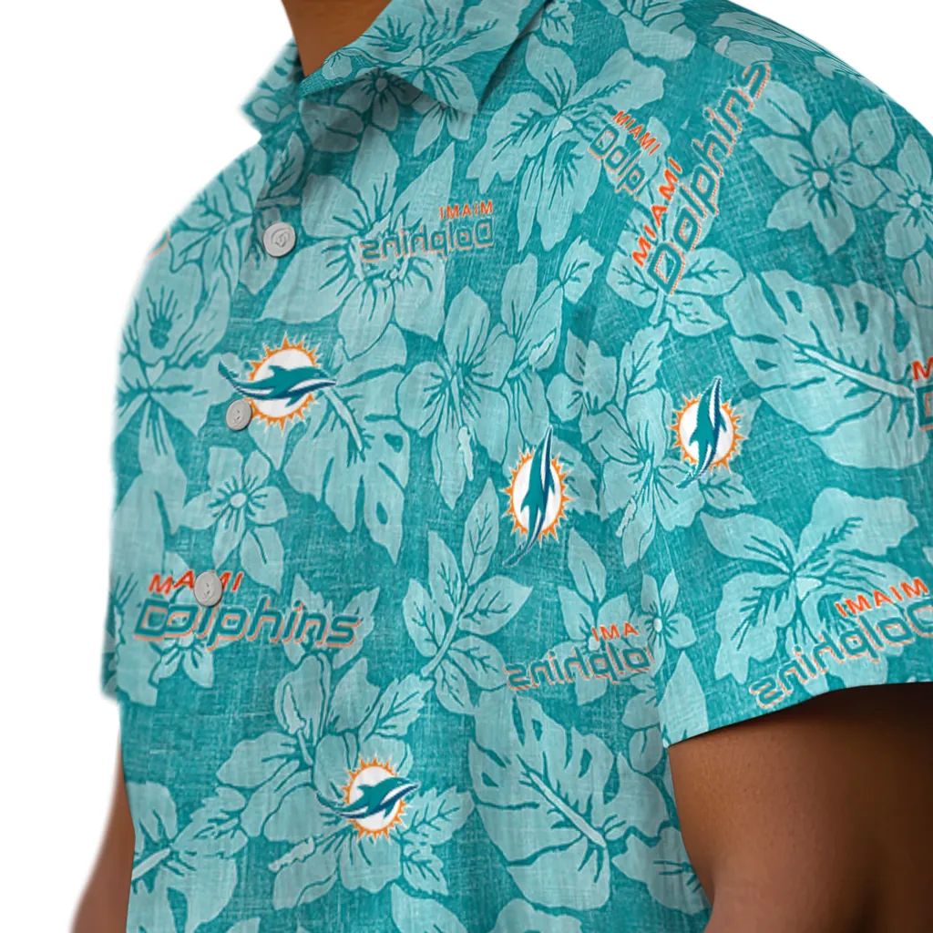 Miami Dolphins Hawaiian Shirt - Hibiscus Oasis miami dolphins hibiscus oasis aqua hawaiian shirts trendy