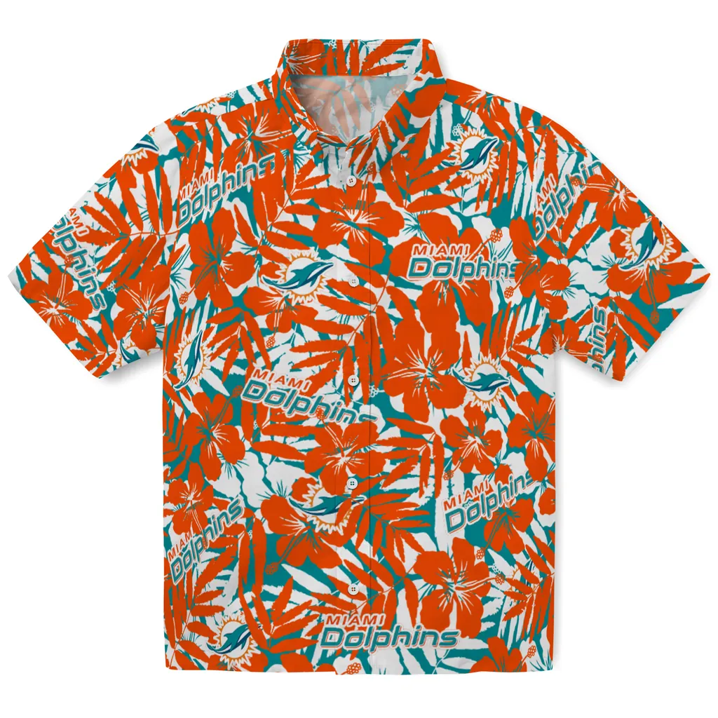 Miami Dolphins Hawaiian Shirt - Hibiscus Overlay miami dolphins hibiscus overlay hawaiian shirts best selling
