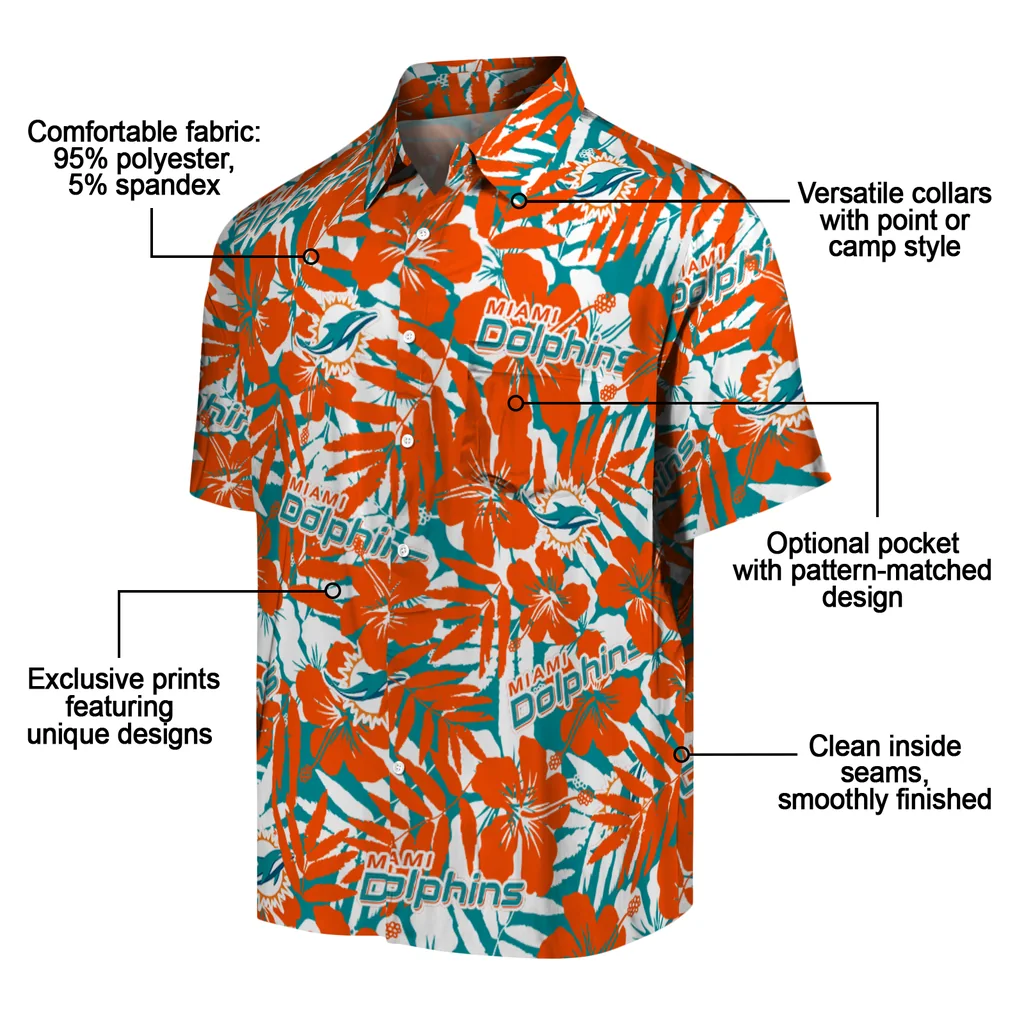 Miami Dolphins Hawaiian Shirt - Hibiscus Overlay miami dolphins hibiscus overlay hawaiian shirts new arrival