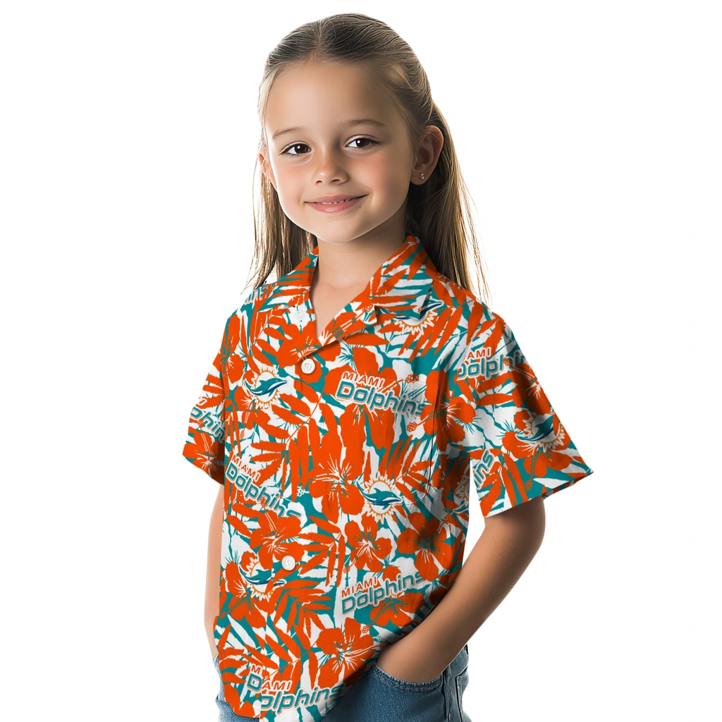 Miami Dolphins Hawaiian Shirt - Hibiscus Overlay miami dolphins hibiscus overlay hawaiian shirts premium grade
