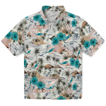 miami dolphins hibiscus seaside white hawaiian shirts best selling