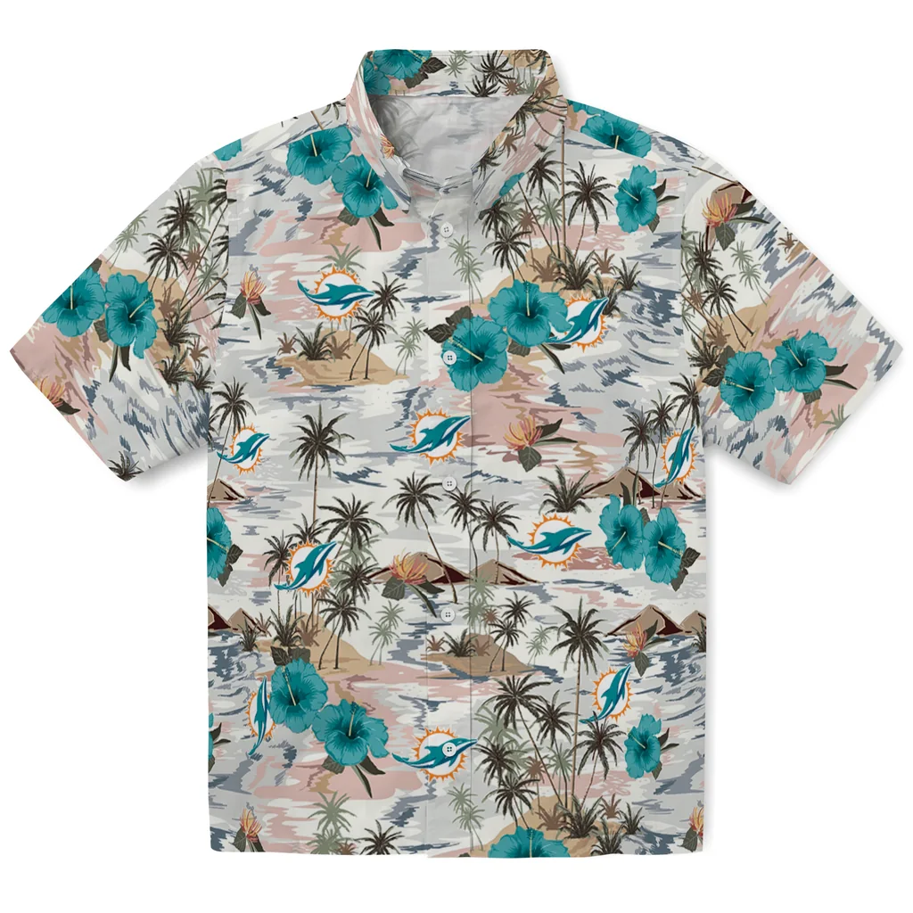 Miami Dolphins Hawaiian Shirt - Hibiscus Seaside miami dolphins hibiscus seaside white hawaiian shirts best selling