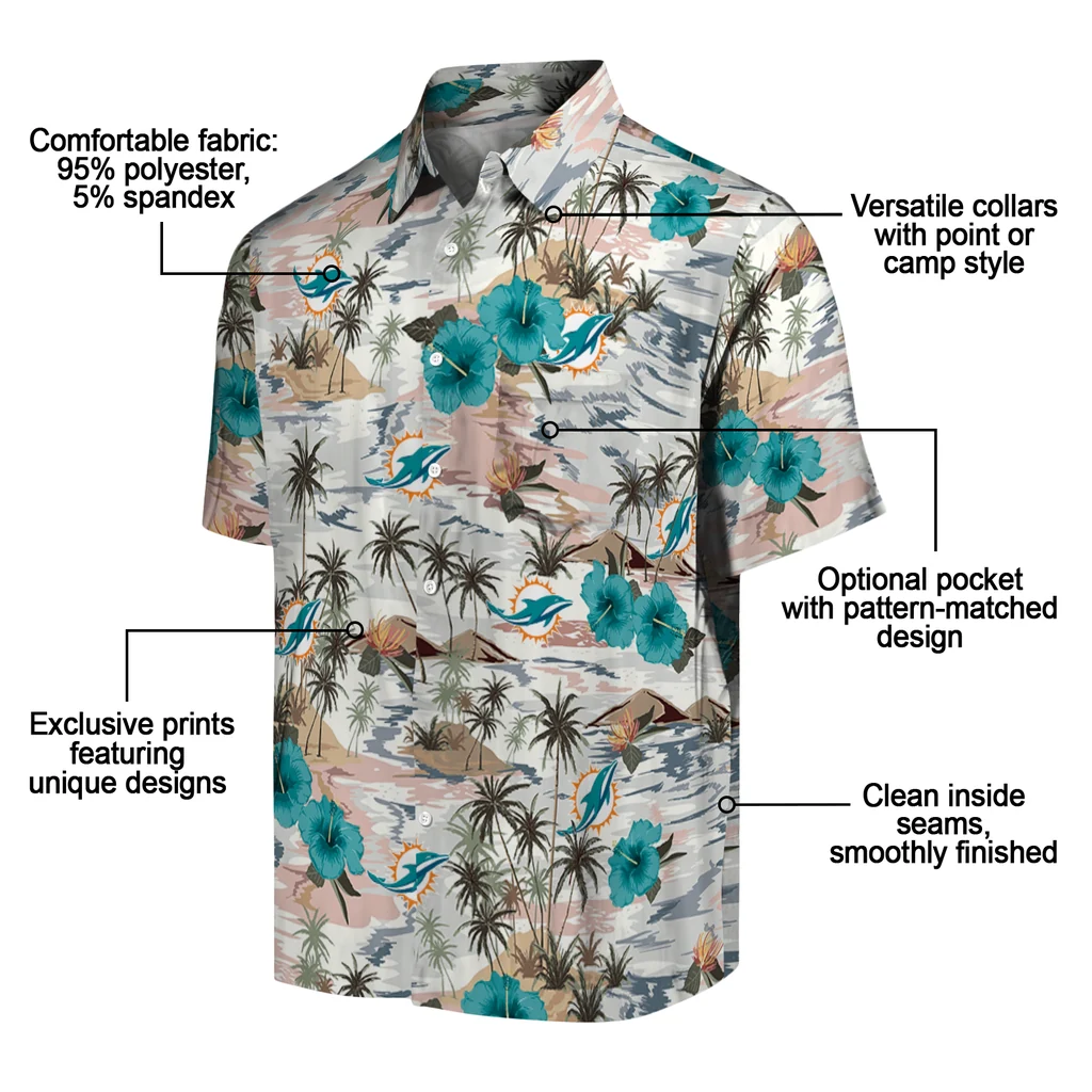 Miami Dolphins Hawaiian Shirt - Hibiscus Seaside miami dolphins hibiscus seaside white hawaiian shirts new arrival
