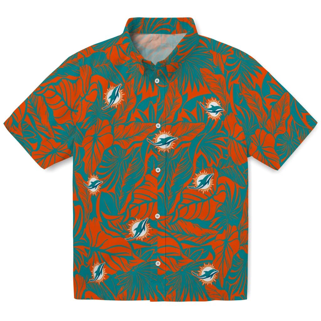 Miami Dolphins Hawaiian Shirt - Monstera Layer miami dolphins monstera layer aqua hawaiian shirts best selling