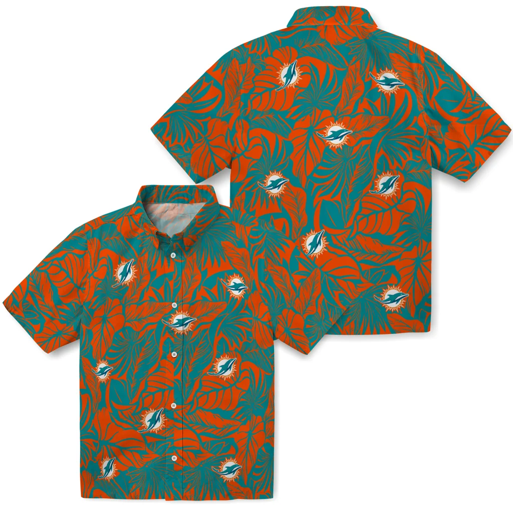 Miami Dolphins Hawaiian Shirt - Monstera Layer miami dolphins monstera layer aqua hawaiian shirts high quality