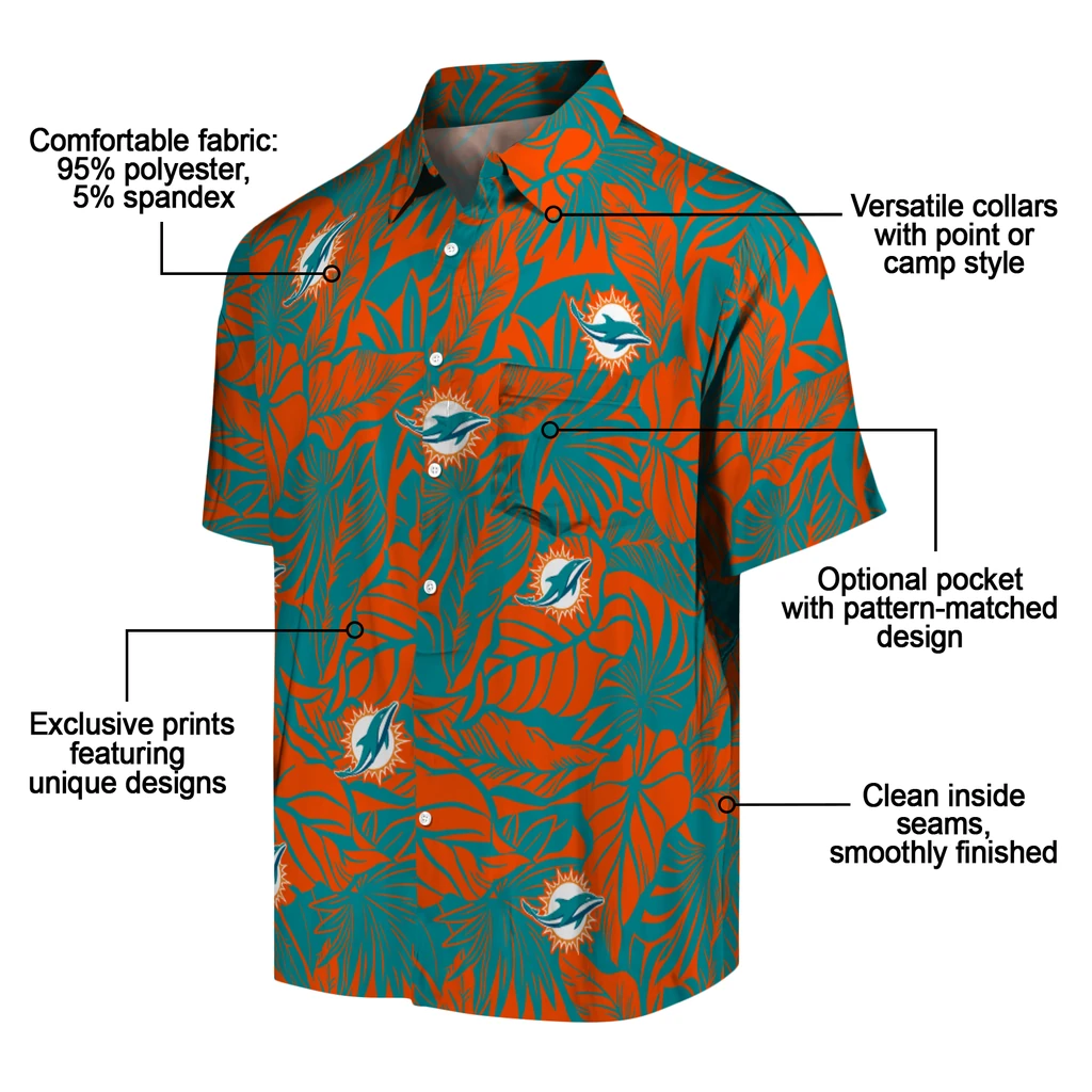 Miami Dolphins Hawaiian Shirt - Monstera Layer miami dolphins monstera layer aqua hawaiian shirts new arrival