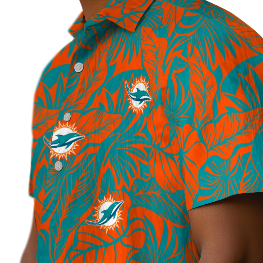 Miami Dolphins Hawaiian Shirt - Monstera Layer miami dolphins monstera layer aqua hawaiian shirts trendy