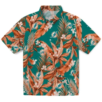 miami dolphins palm leaves aqua hawaiian shirts best selling