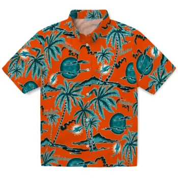 miami dolphins palm sunset hawaiian shirts best selling