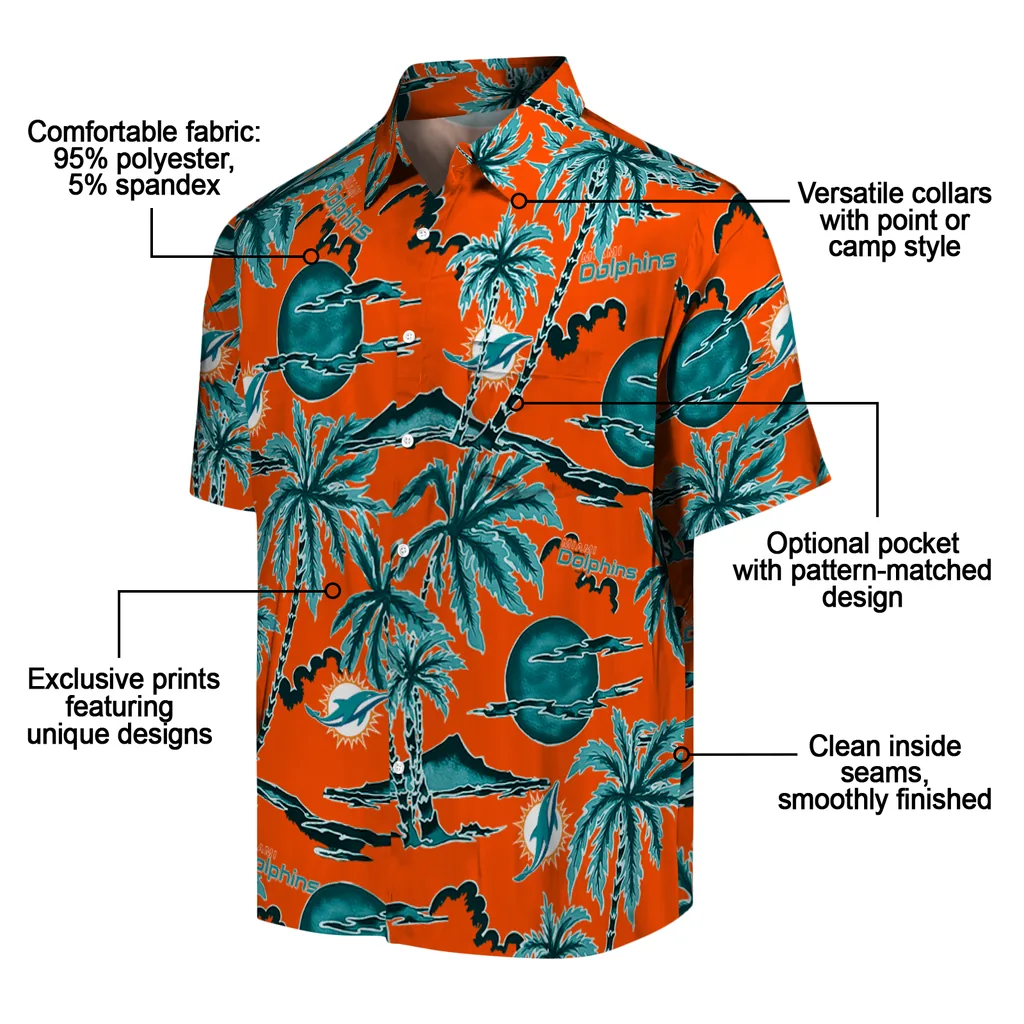 Miami Dolphins Hawaiian Shirt - Palm Sunset miami dolphins palm sunset hawaiian shirts new arrival
