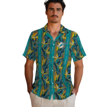 miami dolphins paradise vines aqua hawaiian shirts fashion forward