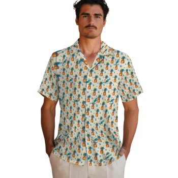 miami dolphins pineapple delight beige hawaiian shirts fashion forward