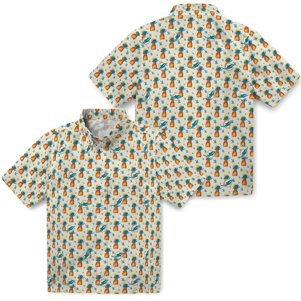 Miami Dolphins Hawaiian Shirt - Pineapple Delight miami dolphins pineapple delight beige hawaiian shirts high quality