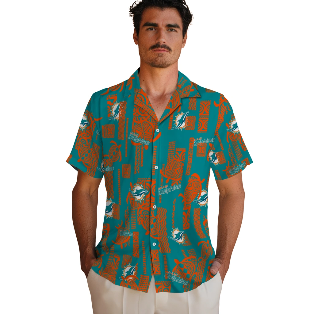 Miami Dolphins Hawaiian Shirt - Turtle Lines miami dolphins turtle lines aqua hawaiian shirts fashion forward