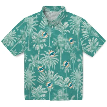 miami dolphins palm shadows aqua hawaiian shirts best selling