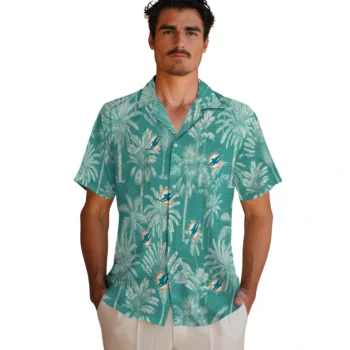 miami dolphins palm shadows aqua hawaiian shirts fashion forward