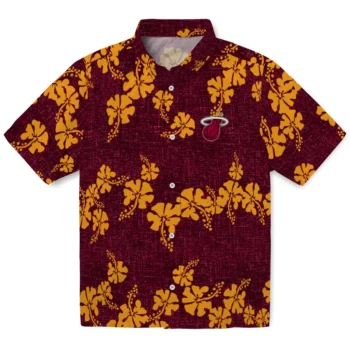 miami heat hibiscus petals red hawaiian shirts best selling