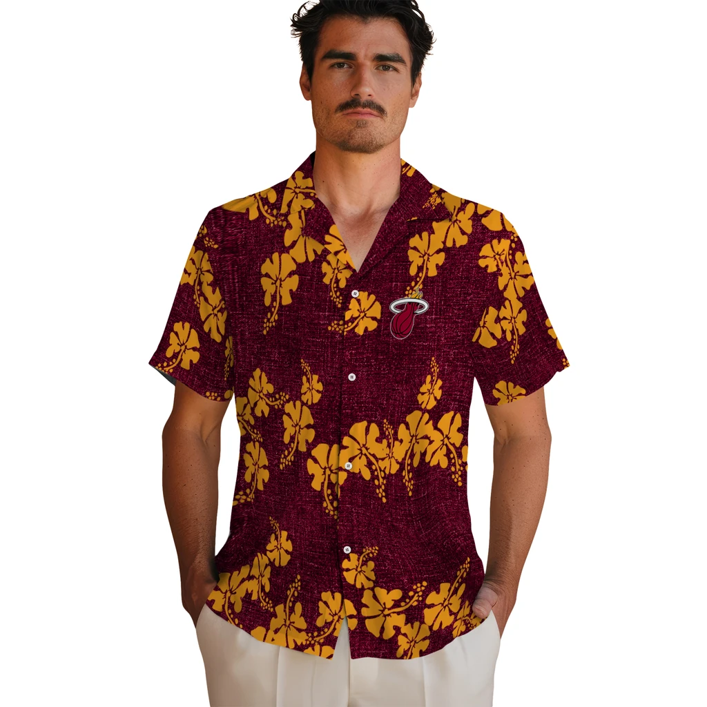 Miami Heat Hawaiian Shirt - 50th State Flower miami heat hibiscus petals red hawaiian shirts fashion forward