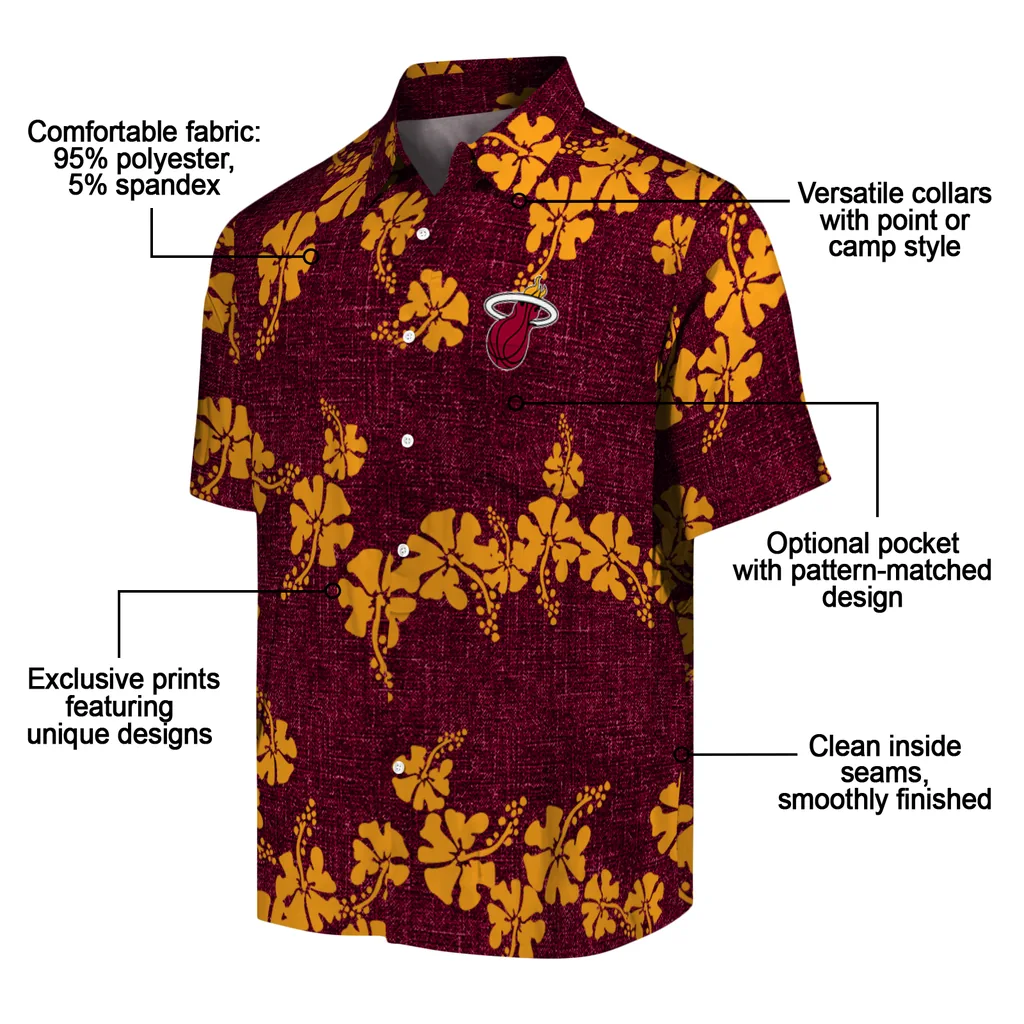 Miami Heat Hawaiian Shirt - 50th State Flower miami heat hibiscus petals red hawaiian shirts new arrival
