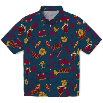 miami heat beach vibe navy hawaiian shirts best selling