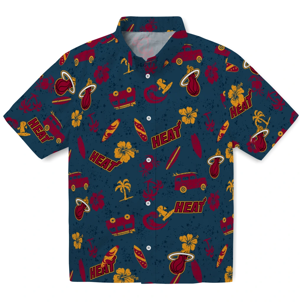 Miami Heat Hawaiian Shirt - Beach Vibe miami heat beach vibe navy hawaiian shirts best selling