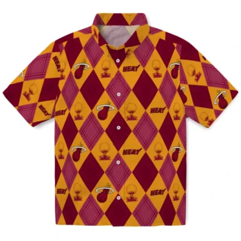 miami heat balloon plaid red hawaiian shirts best selling