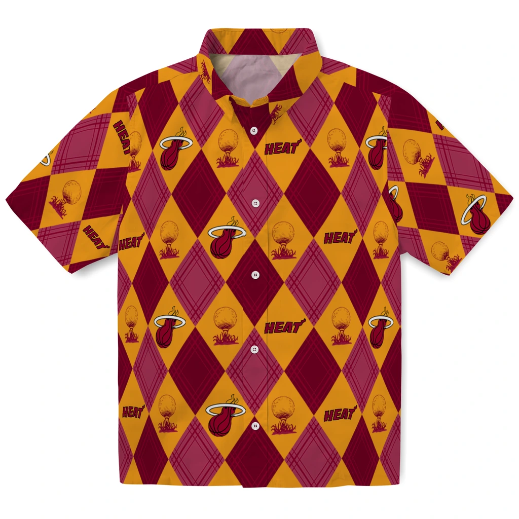 Miami Heat Hawaiian Shirt - Golfing Plaid miami heat balloon plaid red hawaiian shirts best selling