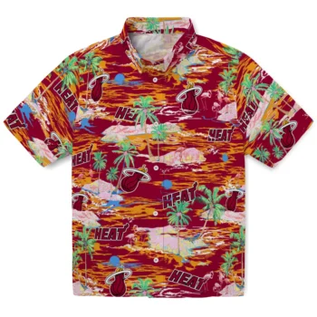 miami heat flamingo retreat red hawaiian shirts best selling