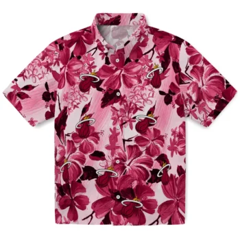 miami heat hibiscus arrangement red hawaiian shirts best selling