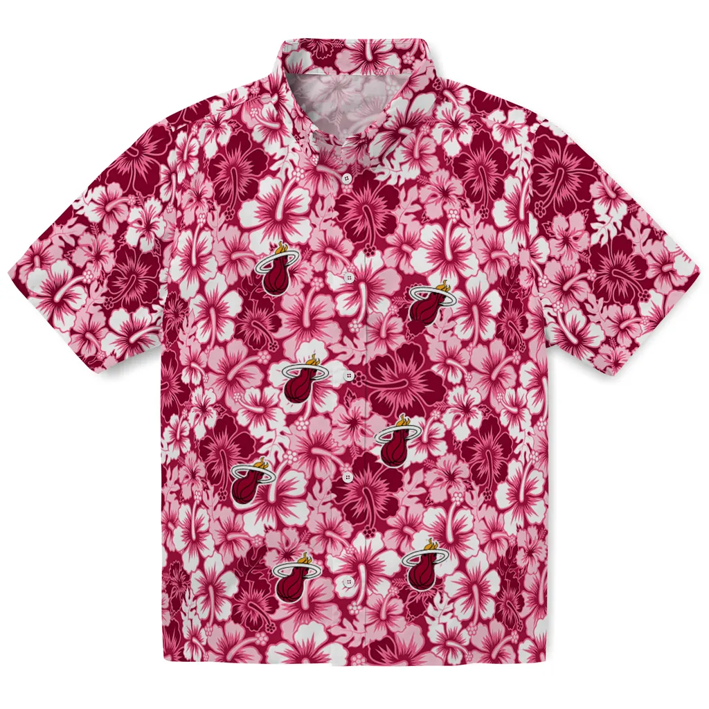 Miami Heat Hawaiian Shirt - Hibiscus Blooms miami heat hibiscus blooms red hawaiian shirts best selling