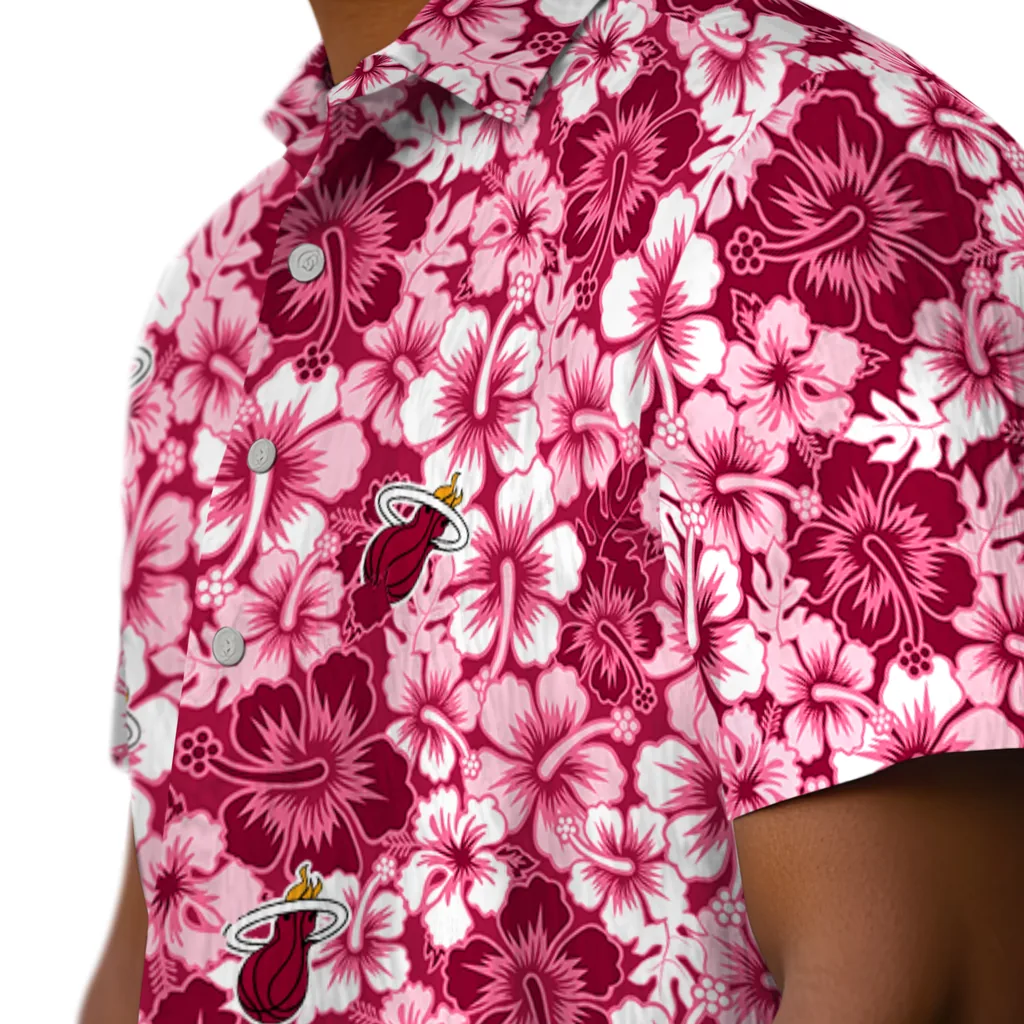 Miami Heat Hawaiian Shirt - Hibiscus Blooms miami heat hibiscus blooms red hawaiian shirts trendy